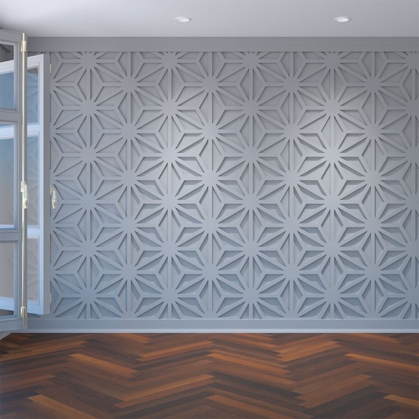 Ekena Millwork Large Hampton Decorative Fretwork Wall Panels in Architectural Grade PVC, 23 3/8"W x 27 "H x 3/8"T WALP24X28HMP - main